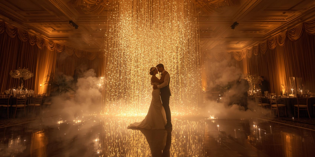 Ouverture de bal de mariage avec jeux de lumière et DJ