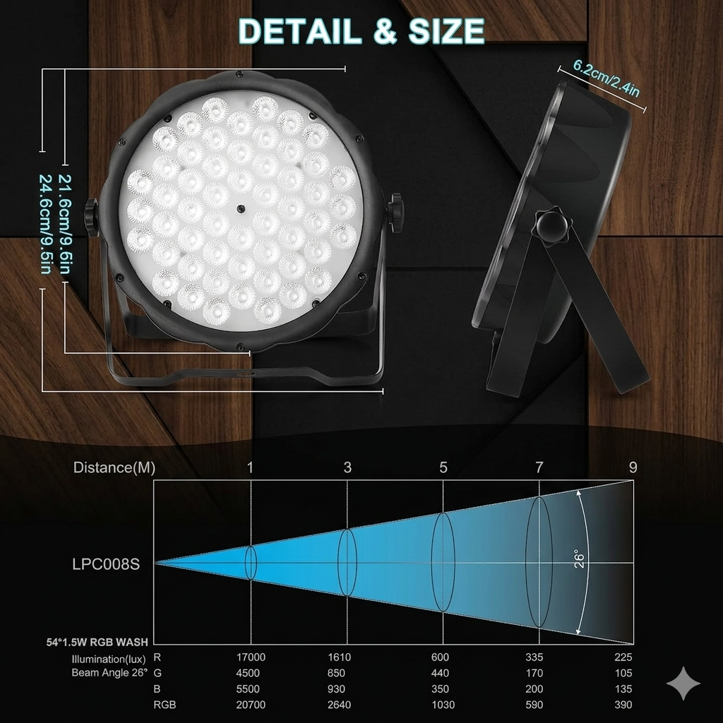 Projecteur LED RGBW BETOPPER (54 LED) – Image 3
